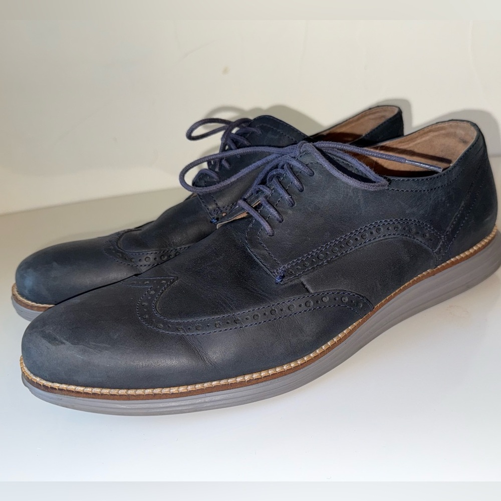 COLE HAAN GRAND OS LACEUP BROGUE OXFORDS MENS BLUE GRAY SIZE 13